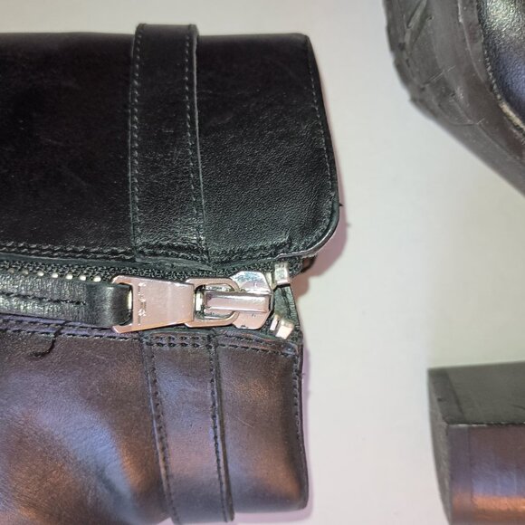 Lauren Ralph Lauren Carole Black Leather Moto Booties Ankle Boots Size 6B - Picture 7 of 12